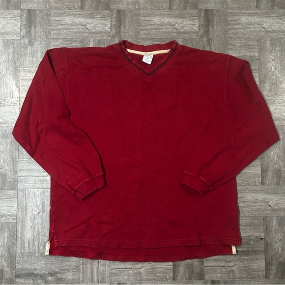 Men's Columbia Red Pullover V Neck Long Sleeve Sweatshirt Size XL - Picture 1 of 7